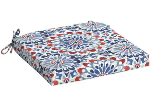 lot 205 image: Set of 2 Arden Selections 19 in x 18 in Clark Blue Print Outdoor Seat Pads