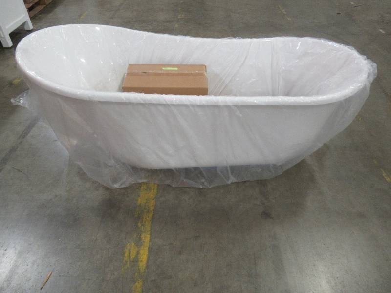 Streamline 59 in. Acrylic Clawfoot Non-Whirlpool Bathtub in White.
