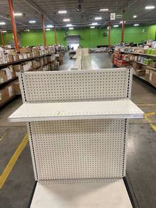 Retail Gondola Display and Shelving (4ft wide per section). Auction is for the gondola and shelves in photos.