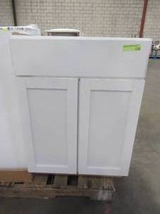 Hampton Bay Courtland Shaker Assembled 24.00 in. Sink Bath Vanity Cabinet Only in Polar White.