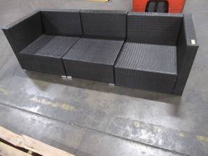 3-Piece Rattan Wicker Metal Outdoor Sofa - Missing Cushions.
