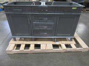 Sonoma 60 in. Double Vanity in Gray (Damaged) Needs some TLC.