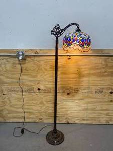 lot 62 image: Floor Lamp (plastic stained glass shade)