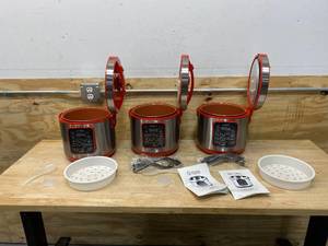 lot 131 image: COOKS COMPANION Lot of 3- 5.3 QT Digital 11-in-1 INSTA COOKER (Red)