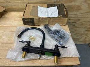 lot 154 image: DESIGN HOUSE 546101 Saratoga 2-Handle Standard Kitchen Faucet with Side Sprayer