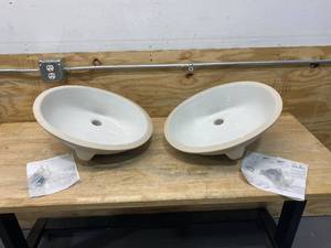 lot 158 image: KOHLER Lot of 2- K-2210-0 Caxton Under-Mount Bathroom Sinks, White