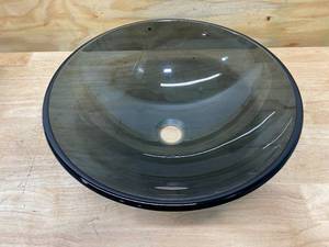lot 167 image: VIGO Sheer Black Glass Vessel Sink - Black