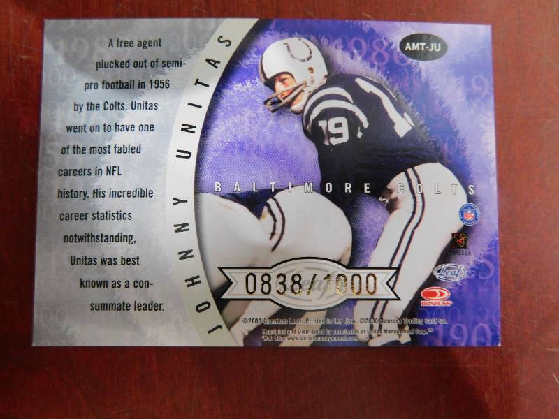 2000 Quantum Leaf All Millennium Team Johnny Unitas #AMT-JU Serial #8381000