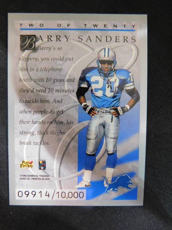 1996 Donruss Elite Series Barry Sanders #2 Serial #991410,000