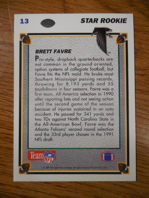 1991 Upper Deck Brett Favre Rookie #13 HOFer LK