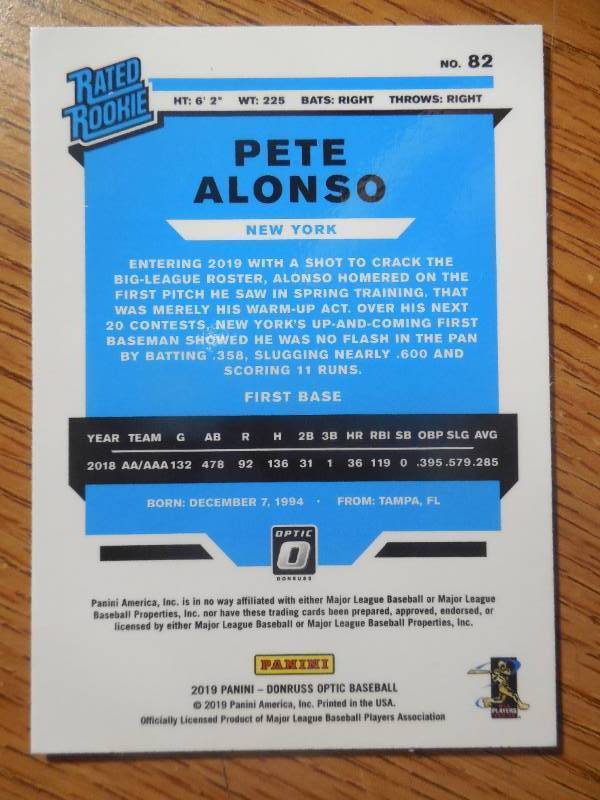 2019 Donruss Optic Pete Alonso Rookie #82 LK