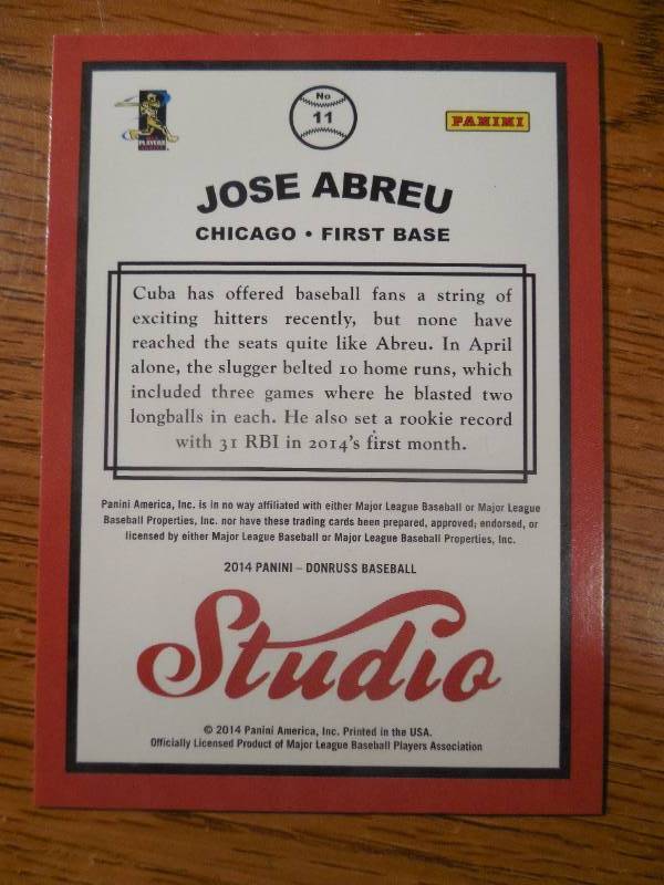 2014 Panini Studio Jose Abreu Rookie #11 LK
