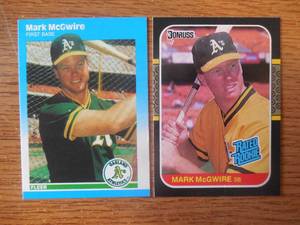 (2) 1987 Mark McGwires Rookies Donruss #46 & Fleer #U-76