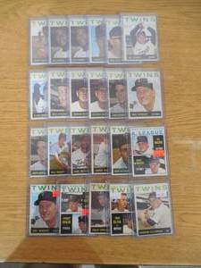 (23) 1964 Topps Minnesota Twins Baseball With Killebrew & Oliva Rookie