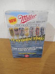 (36) NEW Miller Beer Can Bobbers With Display Box LK