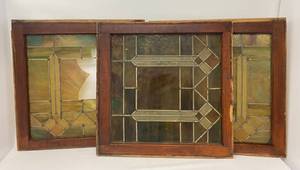 lot 28 image: Three Vintage Stained Glass Windows