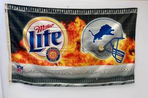 lot 94 image: Miller Light Super Bowl XXXV Nylon Flag 3x5