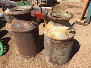 lot 27 image: 2 Antique Cream Cans