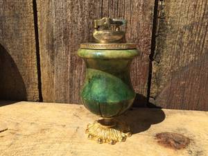 lot 36 image: Vintage Fancy Green Marble Stone Table Lighter