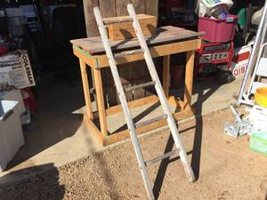 lot 51 image: Vintage Wooden BlanketTowelGarden Ladder