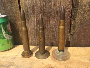 lot 66 image: 3 Vintage Brass Bullet Lighters