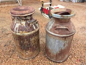 lot 97 image: 2 Antique Cream Cans