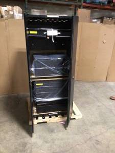 lot 6 image: Husky 3-Piece Heavy Duty Welded Steel Garage Storage System in Black (64 in. W x 81 in. H x 24 in. D) - has damage - review all pictures stock photo used for displya the unit