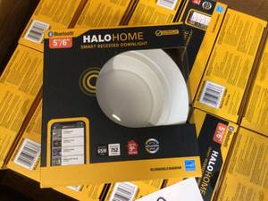 lot 25 image: Box of assorted Halo RL 5 in. and 6 in. White Bluetooth Smart Integrated LED Recessed Ceiling Light, Tunable CCT (2700k-5000K) - good condition - review all pictures