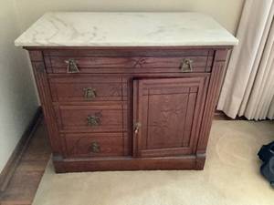 lot 30 image: Antique Marble Top Walnut Washstand