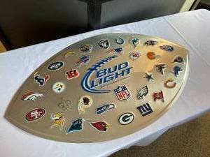 Metal NFL Bud Light Wall Mount Football Shaped Sign