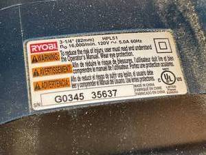Ryobi Electric Hand Planer Model Number HPL51
