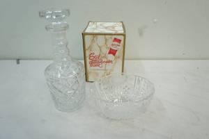 lot 201 image: glass alcohol decanter and candy dish