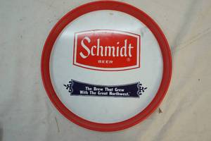 lot 28 image: vintage Schmidt beer tin tray
