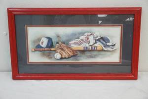 lot 95 image: framed baseball print