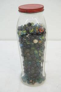 lot 102 image: large jar of glass marbles