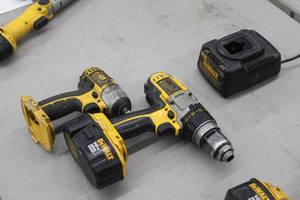 Lot of (2) DeWalt Cordless Tools with Battery, Charger - 12 Drill Driver, 38 Impact Wrench