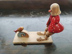 Handmade Wood Clown Figurine