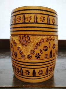 Hand Carved Wood Canister