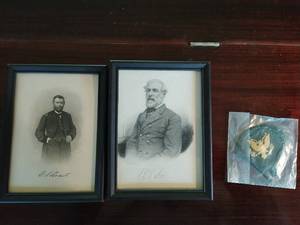 Three Vintage Framed Military Photo Prints & Patches