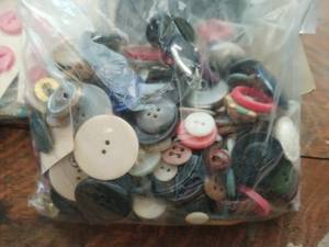 Hat Box filled with Vintage Buttons & Sewing Supplies