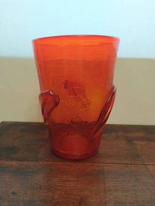 Handblown Dipped Orange Glass Vase