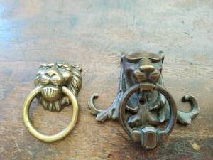 Two Vintage Lion Drawer Pulls
