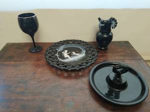 Collection of Black Glass Dcor
