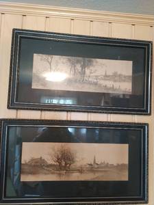 Pair of Old Framed Forest Prints