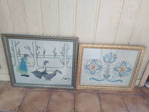 Two Vintage Framed Embroidered Pieces