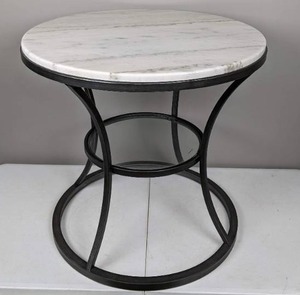 lot 21 image: Elegant Round Marble Top End Table Impact Collection by Hammary Furniture