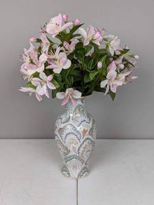 lot 65 image: Artificial Floral Arrangement in a Decorative Vase