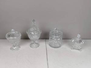 lot 62 image: Vintage Set of (4) Cut Glass Candy Jars with Lids