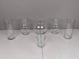 lot 66 image: Assortment of (6) Clear Glass Vases
