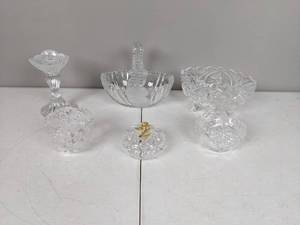 lot 73 image: Vintage Assortment of (6) Cut Glass Bowls, Basket and Other Pieces